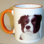 Narancssárga fülű és szélű bögre